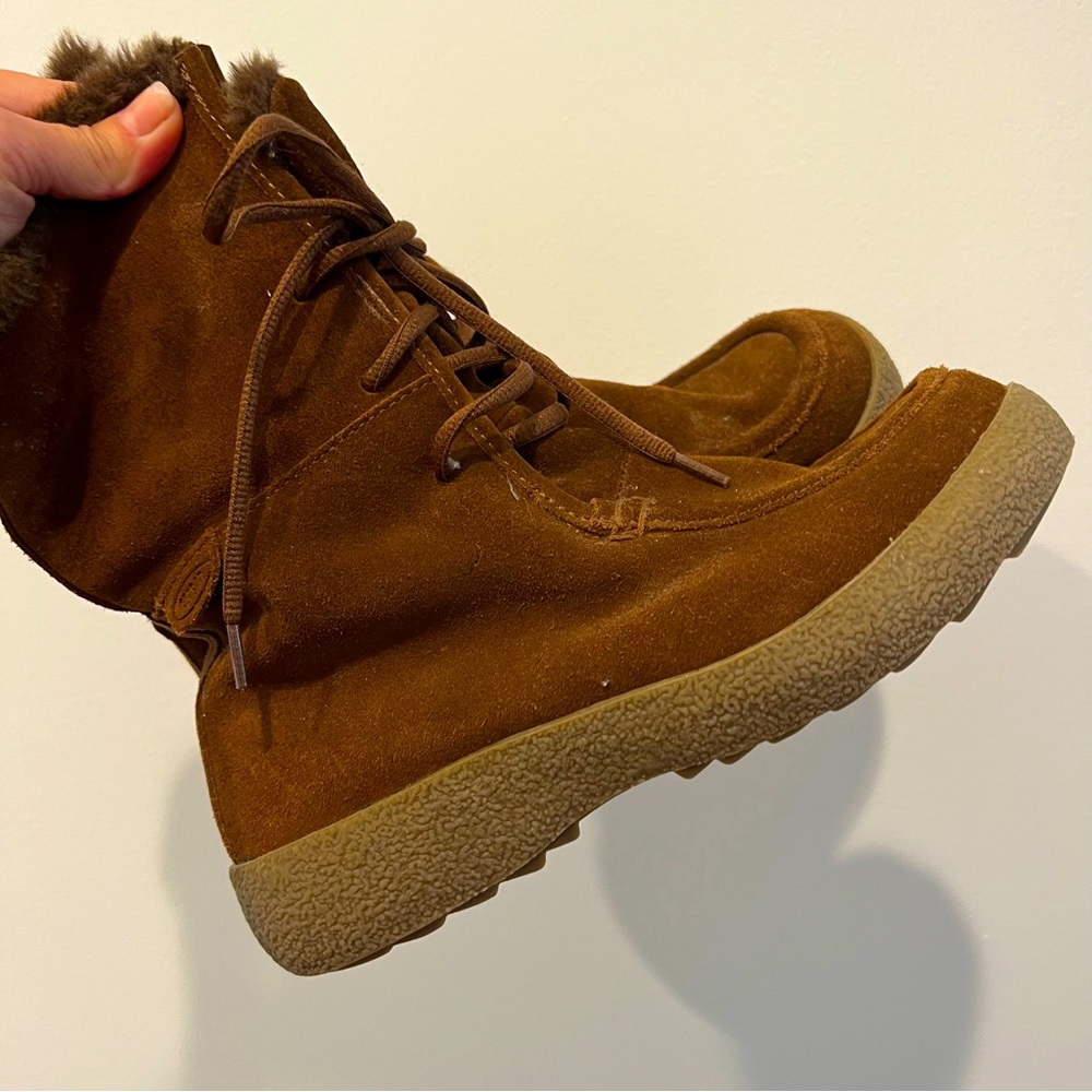 Cougar Brown genuine Suede leather Boots faux fur lined cricket size 8